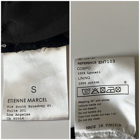 Etienne Marcel Military Utility Shirt Dress 3/4 Sleeve Mini Pockets Black Small - Picture 9 of 11